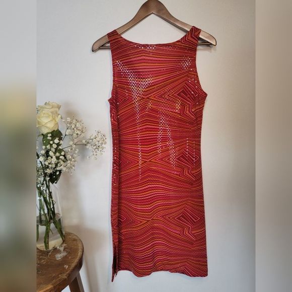 SEXY slinky 70s style red sequined cowl neck dress - Picture 2 of 9